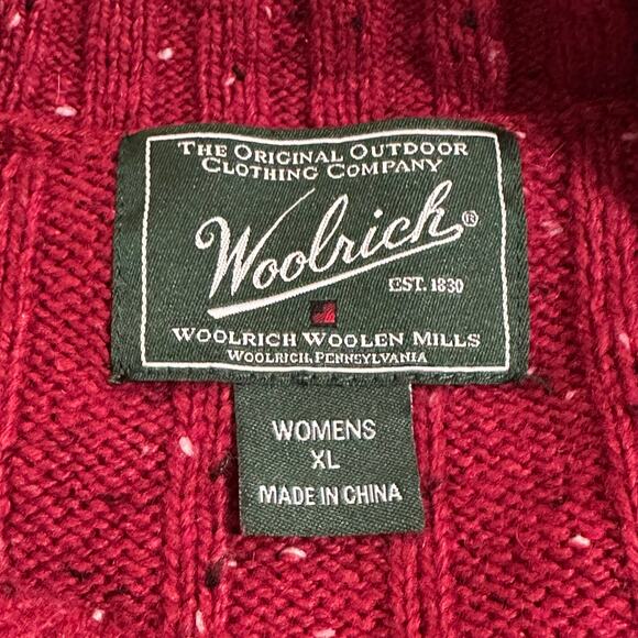 Woolrich Red Speckle V Neck Wool Blend Sweater Sz XL - Picture 3 of 8